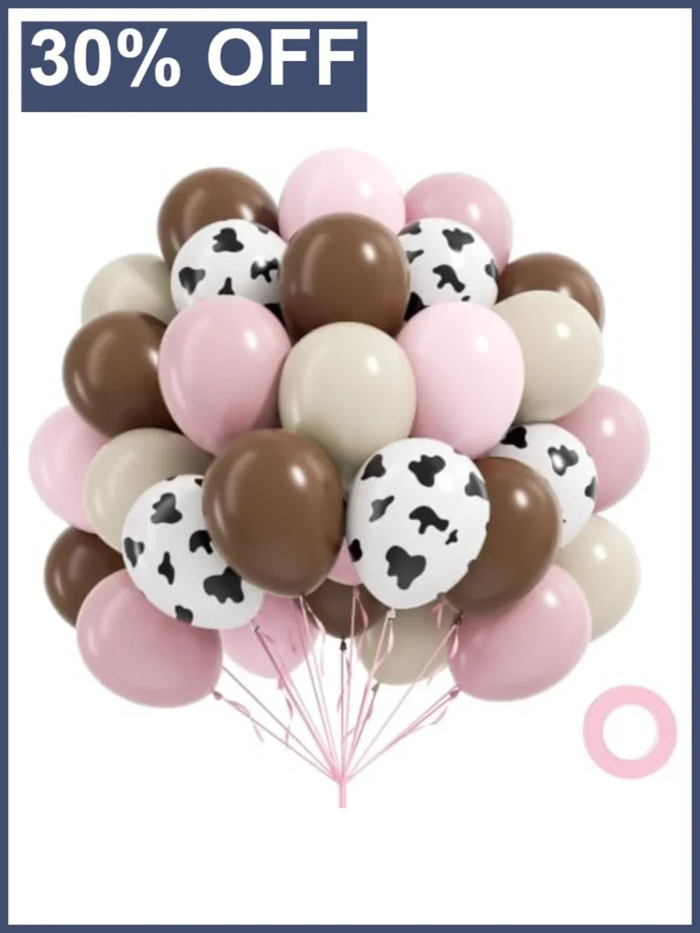 Cow Print Balloons 60pc 12in Latex Party Decor Set Brown Sand White